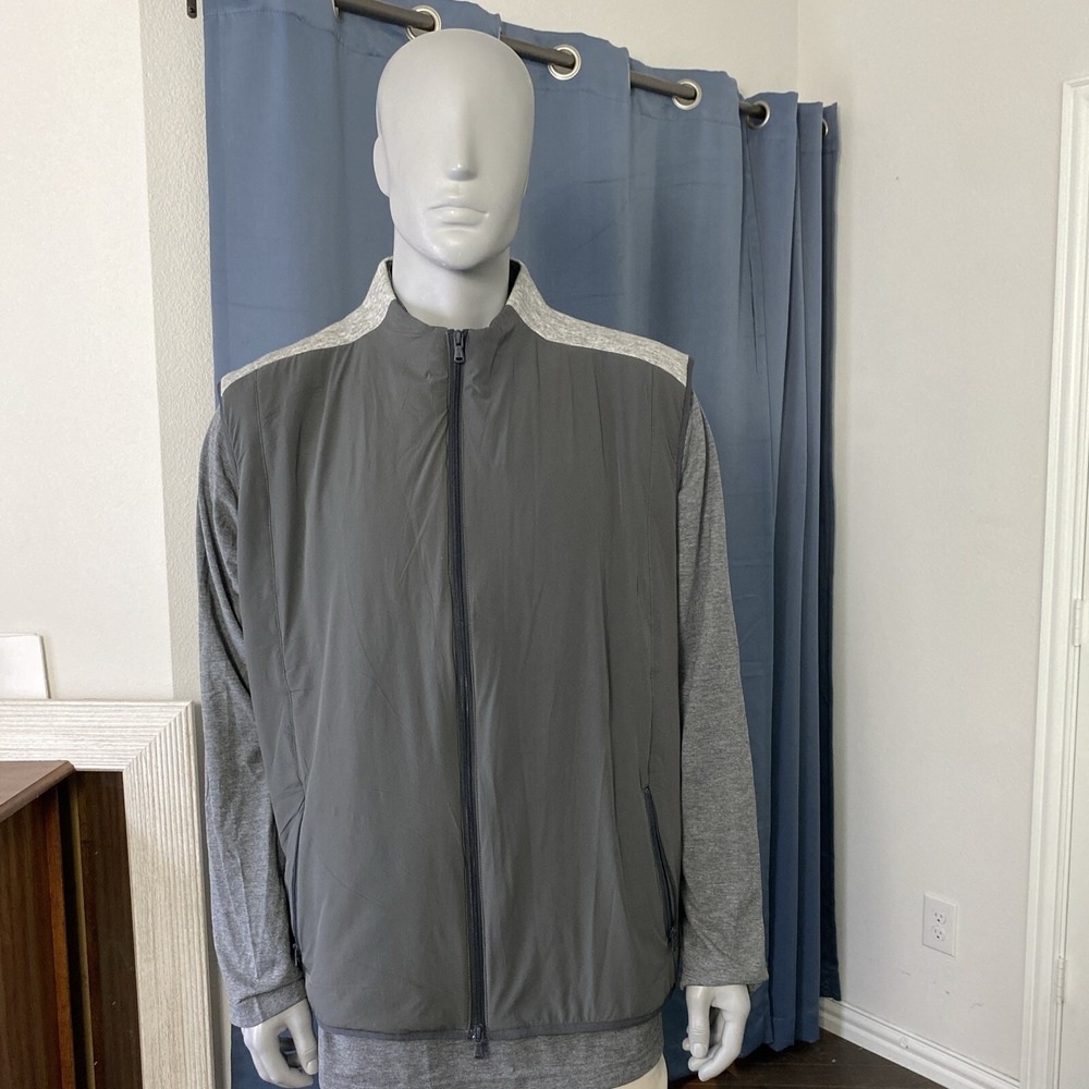 Johnnie O Swayne Performance Mixed Media Vest Men's 2XL Charcoal Athleisure Golf